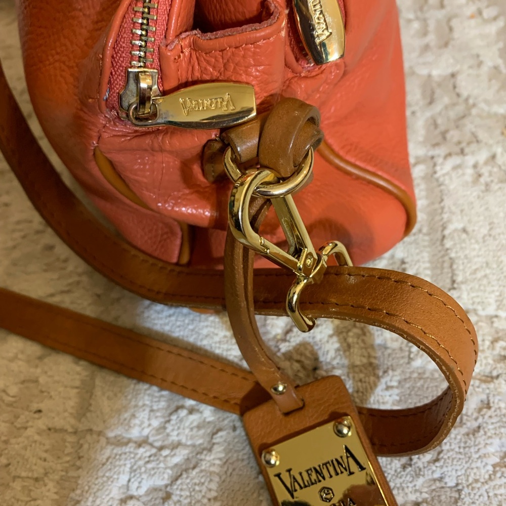 Valentina purse.crossbody leather pebbled soft 3 compartment - Picture 3 of 7